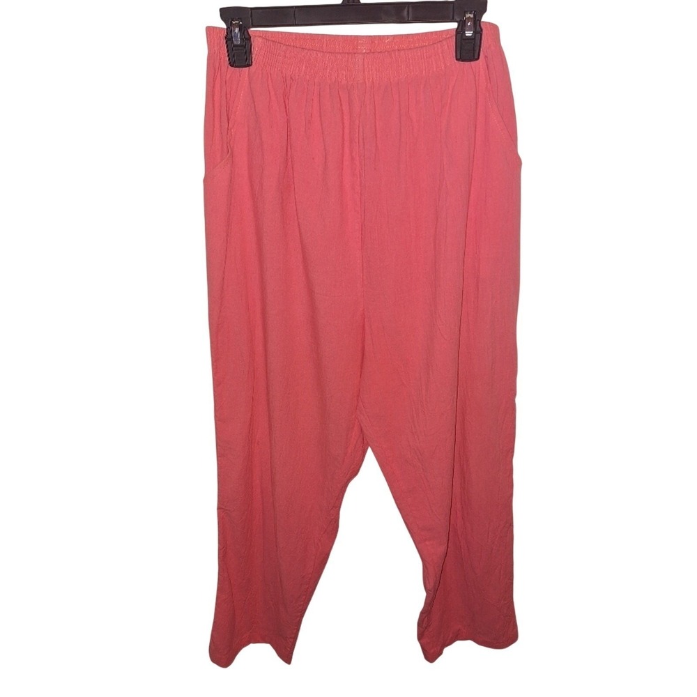 Vintage Calypso Coolers By‎ Haband 100% Cotton Neon Pink Wide Leg Pants Beachy